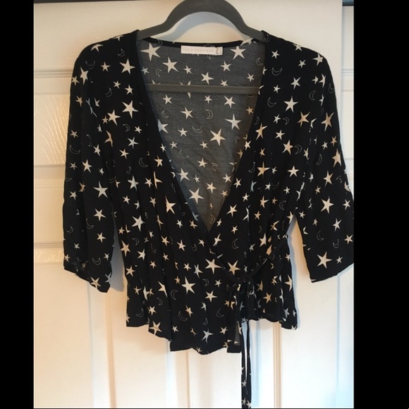 black chiffon wrap top